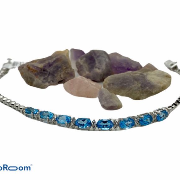 Sterling Silver Genuine Blue Topaz Bracelet NWT